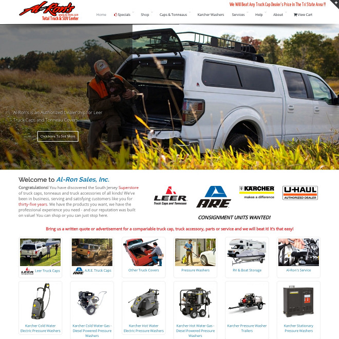 Al-Ron's, your South Jersey source for LEER and A.R.E. truck caps and tonneaus and truck accessories.